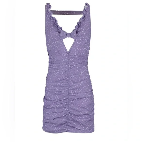 For Love & Lemons Chelsie Mini Dress Purple Polka Dot NEW NWT - Picture 5 of 5